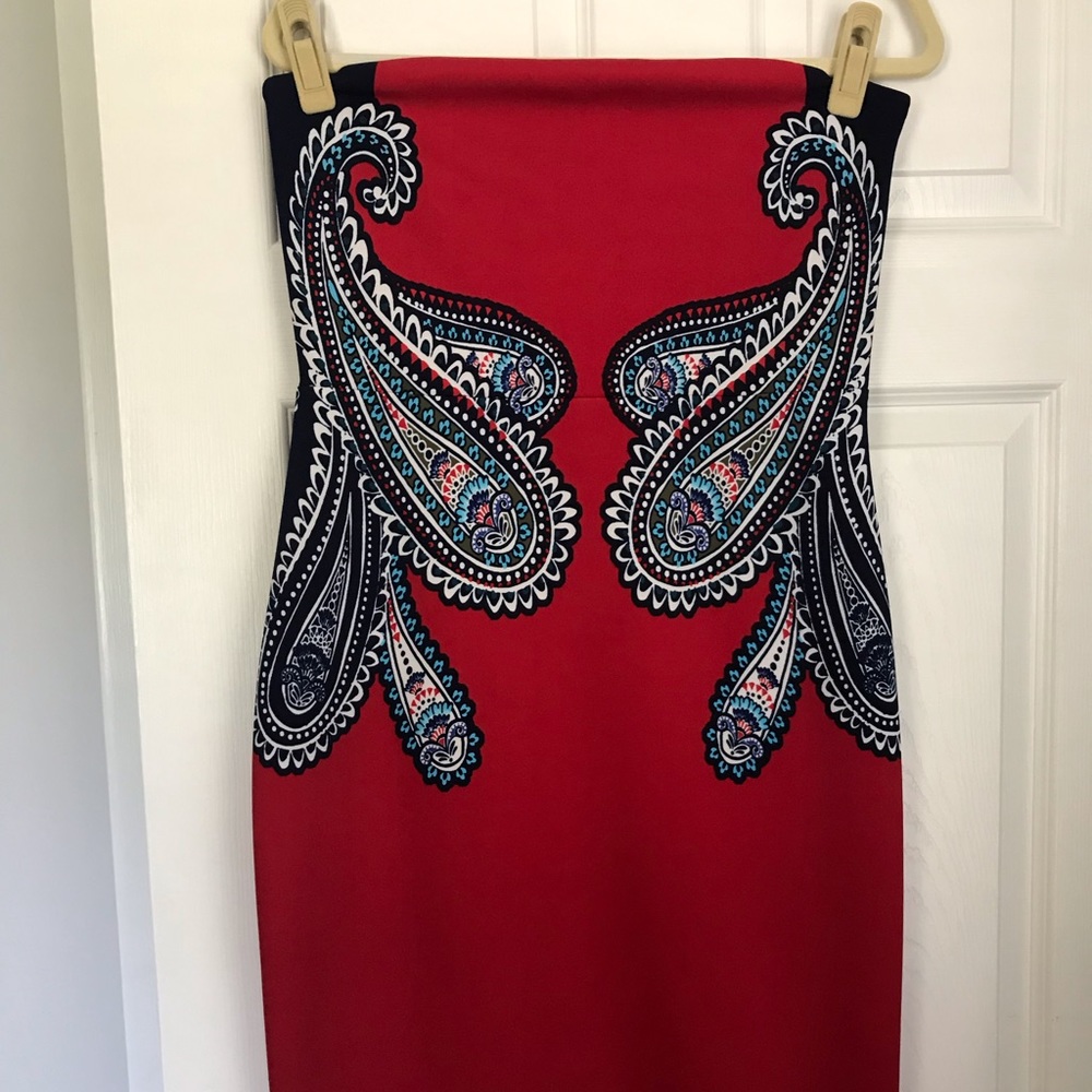 Express red strapless dress